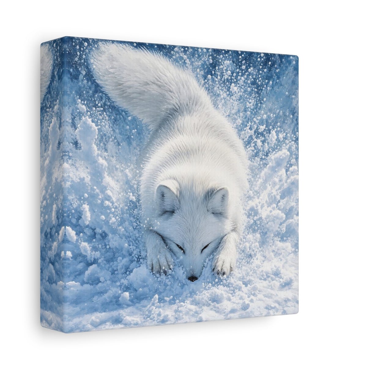 Animals Arctic Fox White Blue Canvas Print – Living Room, Above Couch, and - YesArtYes