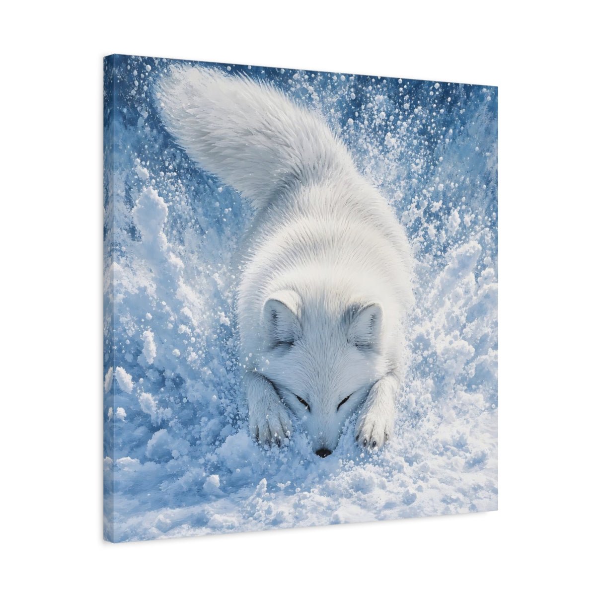 Animals Arctic Fox White Blue Canvas Print – Living Room, Above Couch, and - YesArtYes