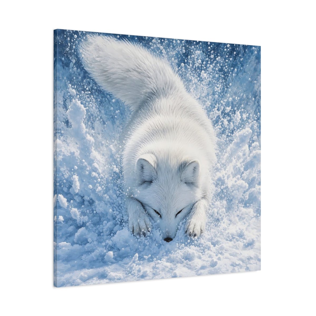 Animals Arctic Fox White Blue Canvas Print – Living Room, Above Couch, and - YesArtYes