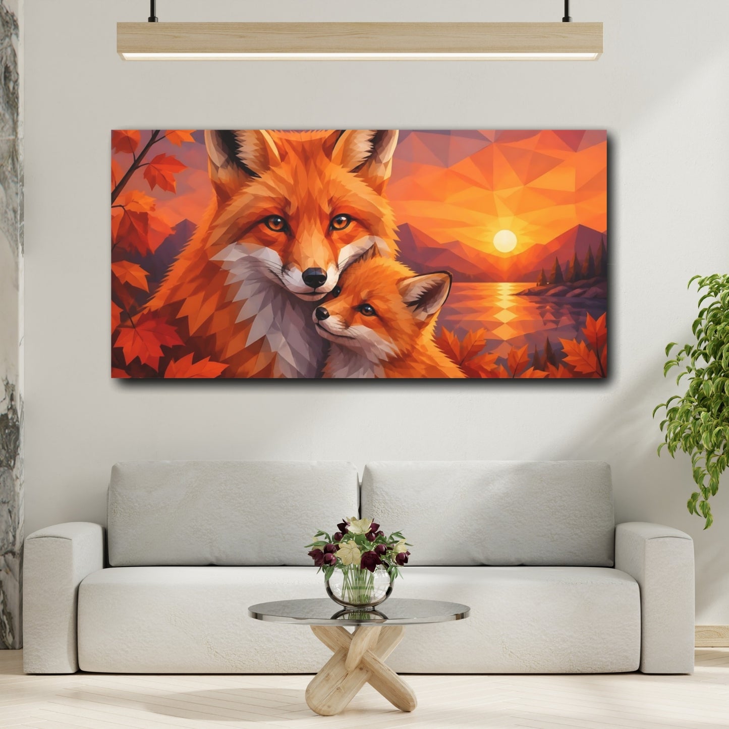 Mockup 2. Animals Autumn Fox Pair shown as canvas print