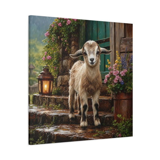 Animals Baby Goat Rustic Canvas Print Wall Art – Realistic Living Room, Above Console Table - YesArtYes