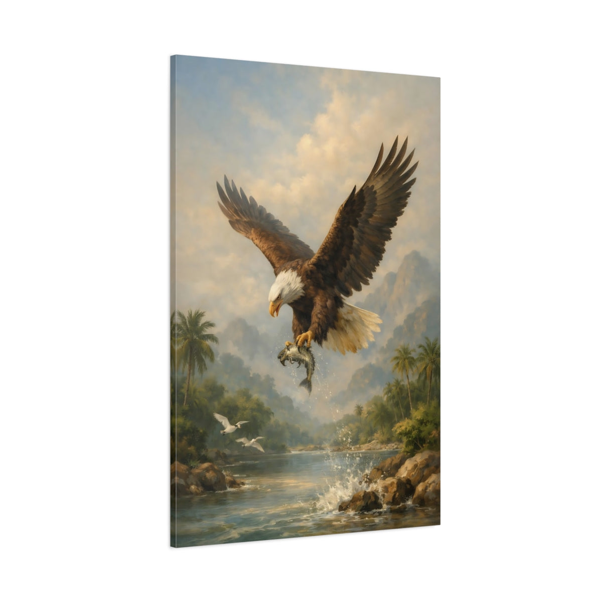Main Mockup. Animals Bald Eagle Brown And Blue shown as stretched canvas wall art