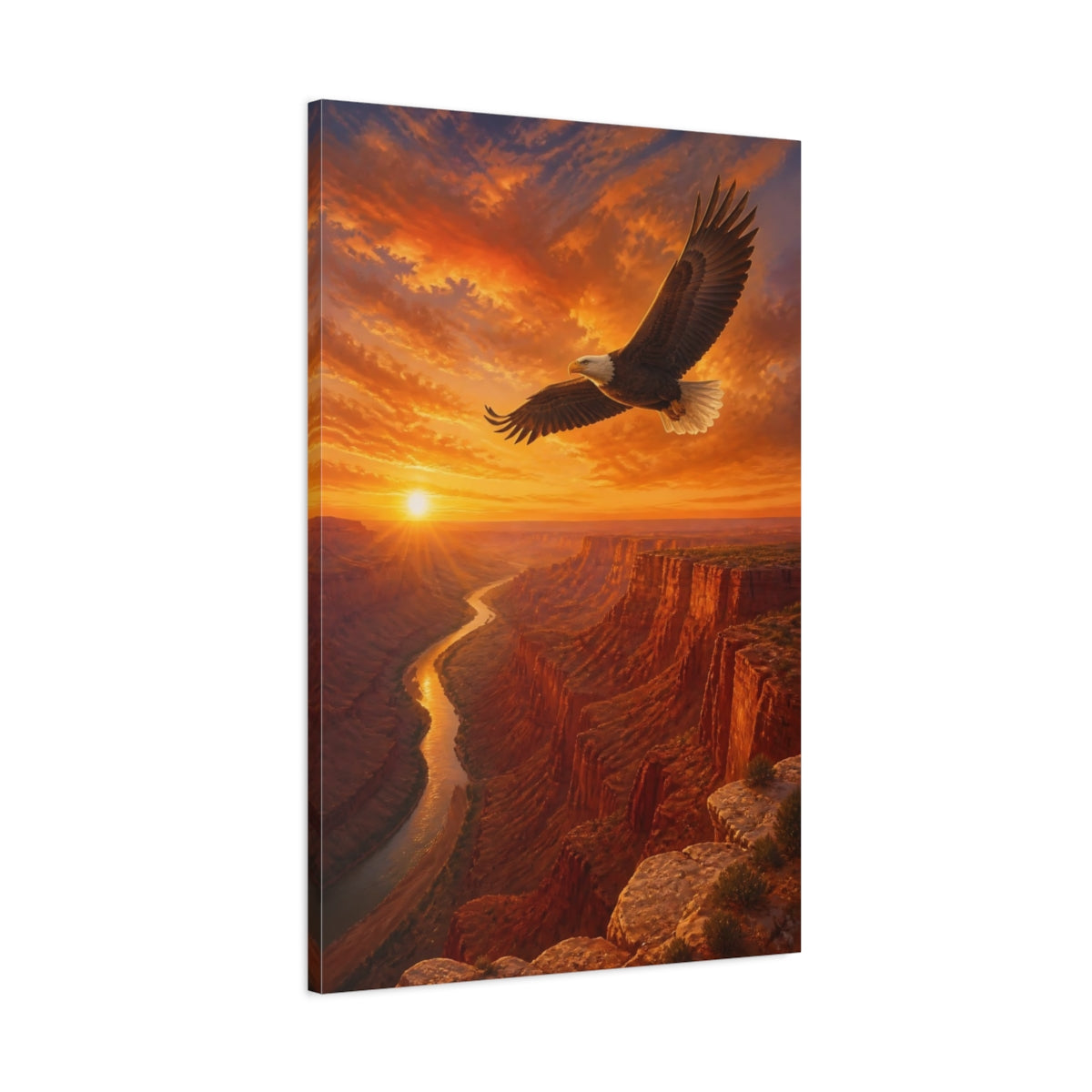 Main Mockup. Animals Bald Eagle Sunrise shown as canvas print
