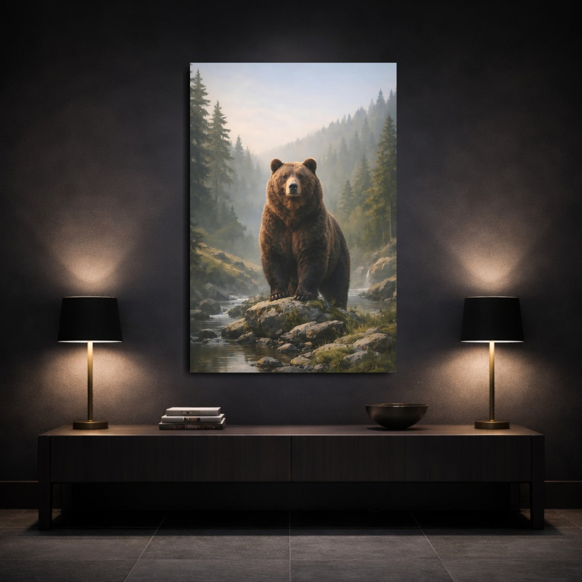 Animals Bear Bear Forest shown as front canvas room wall art