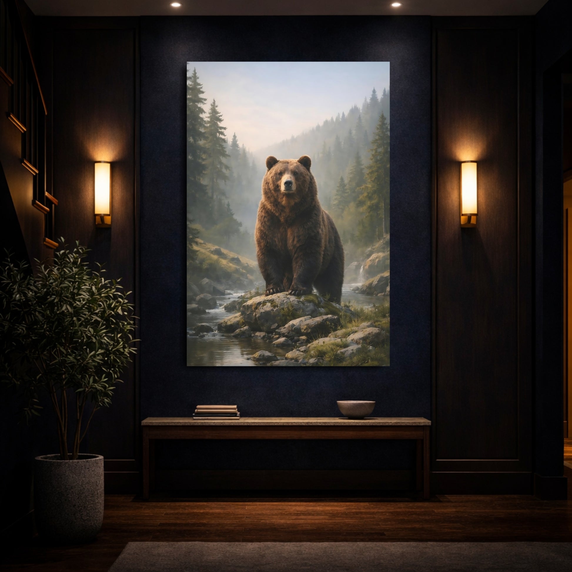 Animals Bear Bear Forest shown as front canvas room wall art