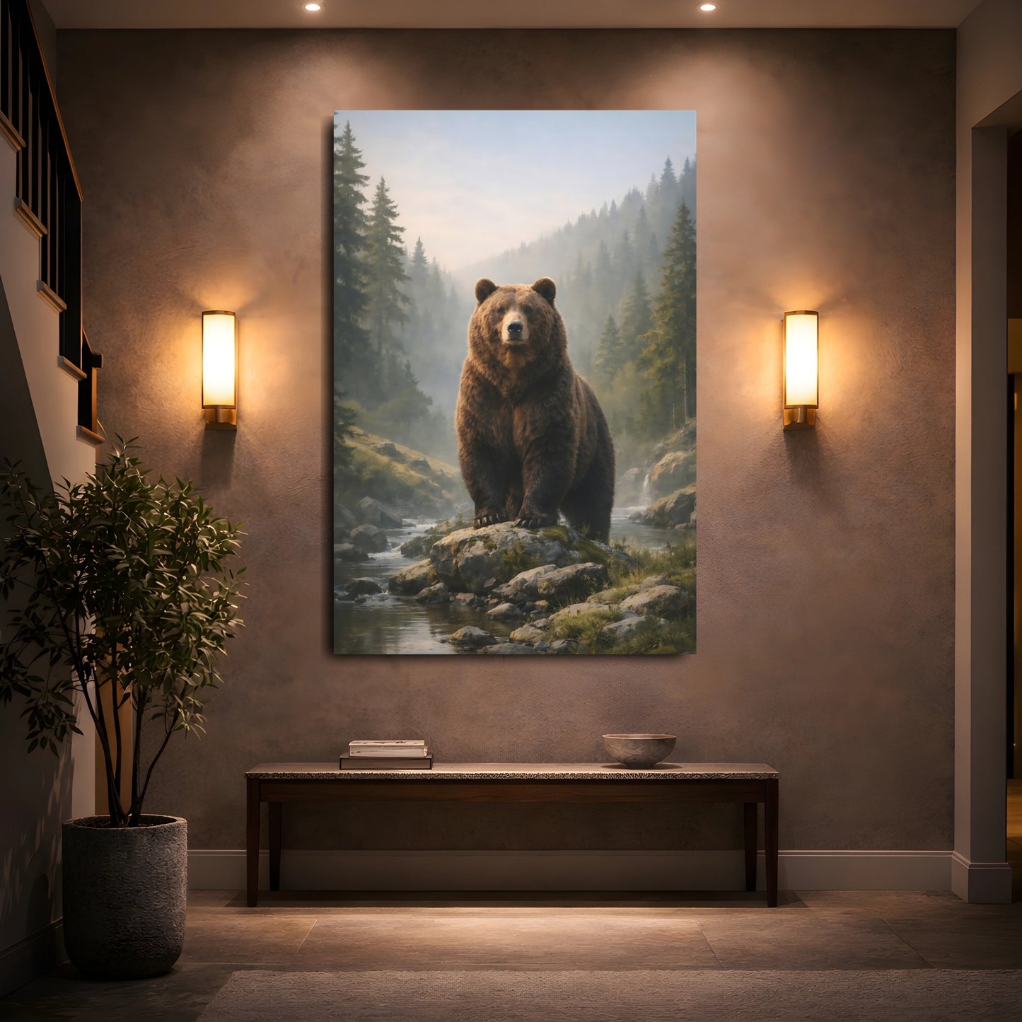 Animals Bear Bear Forest shown as front canvas room wall art