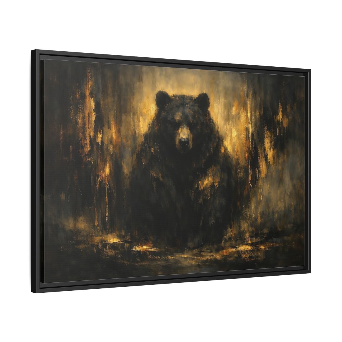 Side Mockup 13. Animals Bear Black Gold shown as stretched canvas wall art