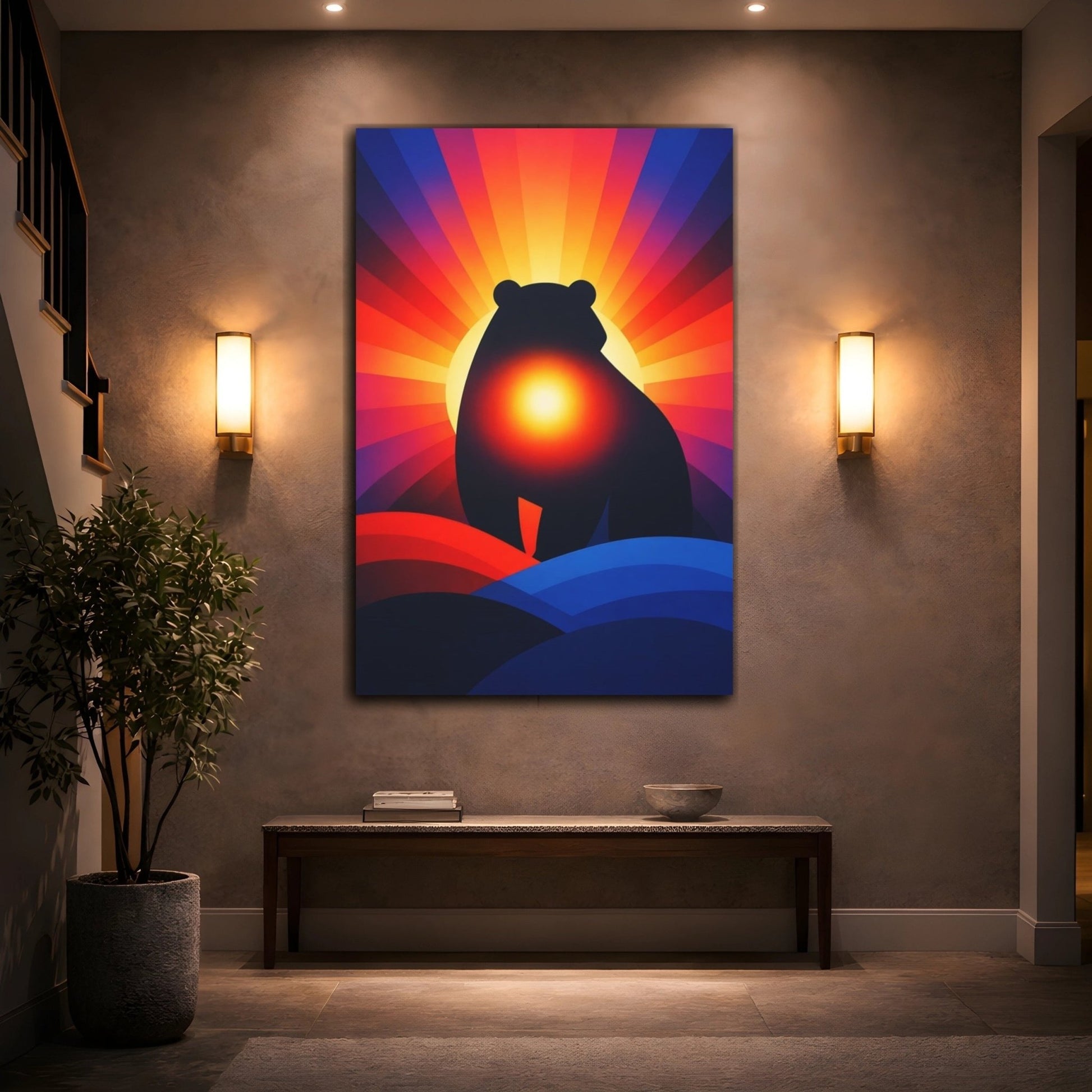 Animals Bear Colorful - Canvas Wall Art Print - YesArtYes