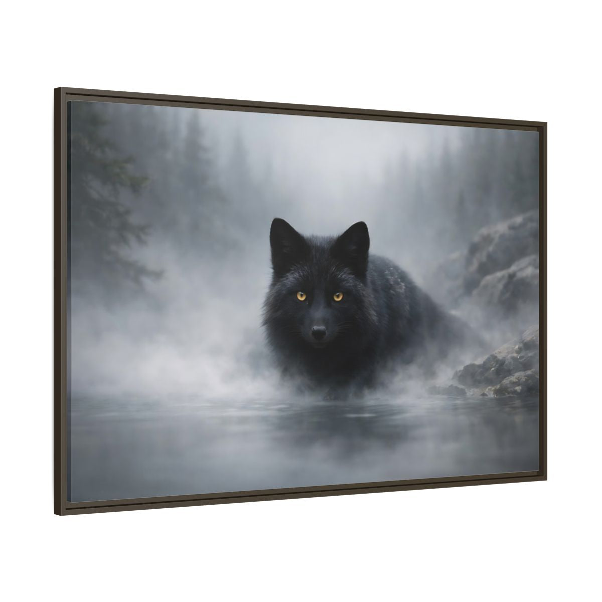 Main Mockup. Animals Black Fox Black Fox shown as stretched canvas wall art