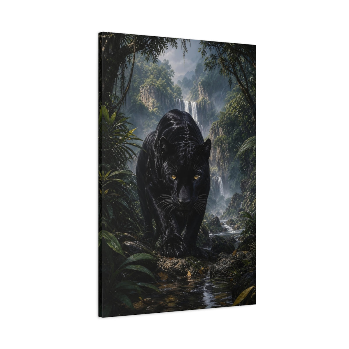 Main Mockup. Animals Black Panther Black Panther shown as stretched canvas wall art