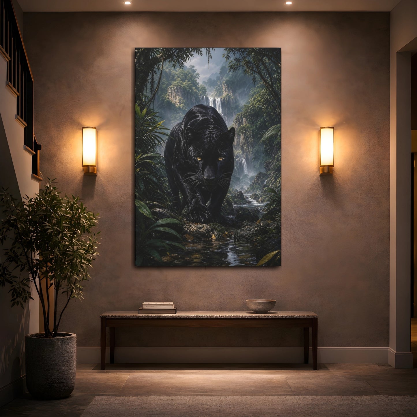 Mockup 2. Animals Black Panther Black Panther shown as stretched canvas wall art