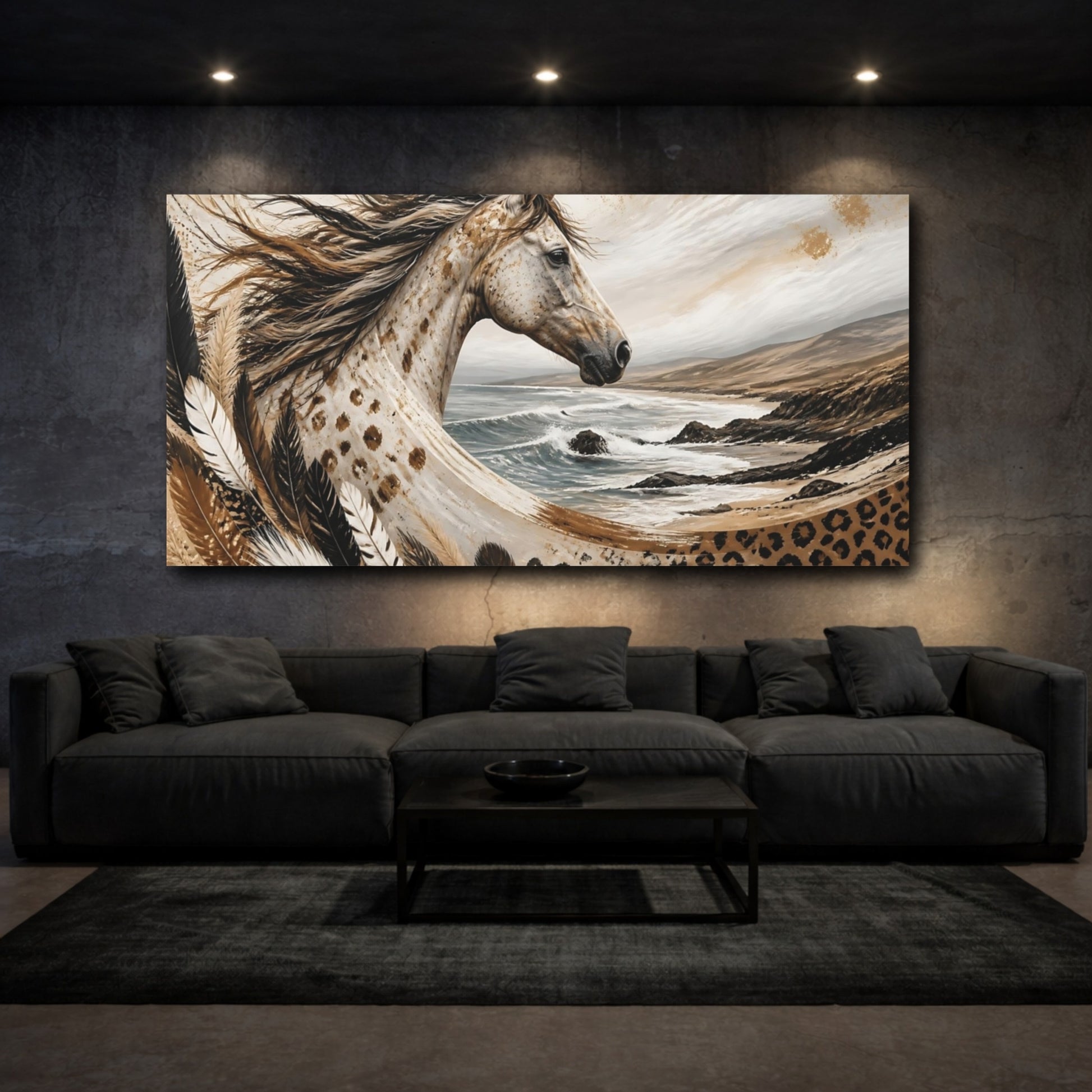 Mockup 3. Animals Boho Coastal Horse Portrait shown as canvas print
