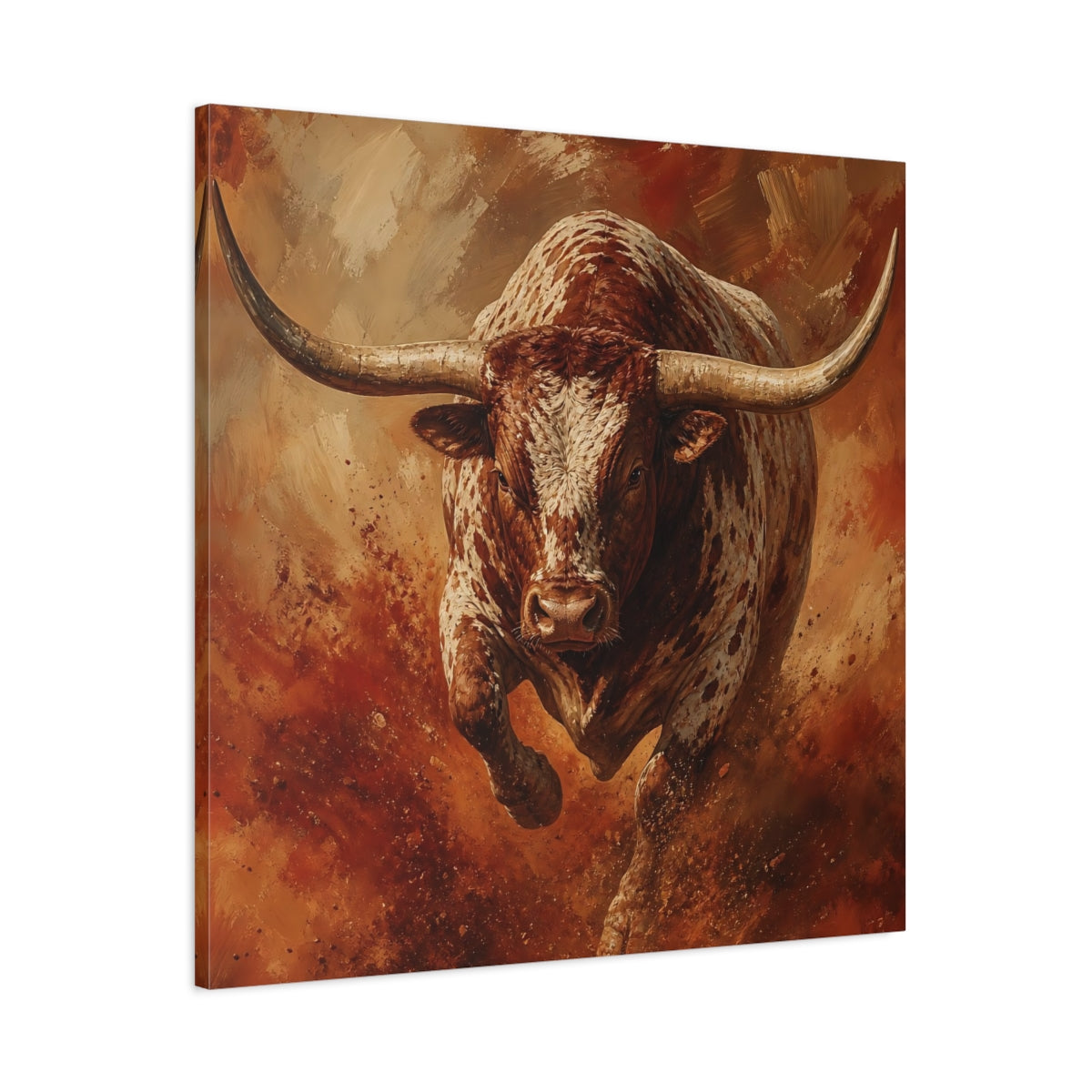 Main Mockup. Animals Bull Brown Bull shown as canvas print