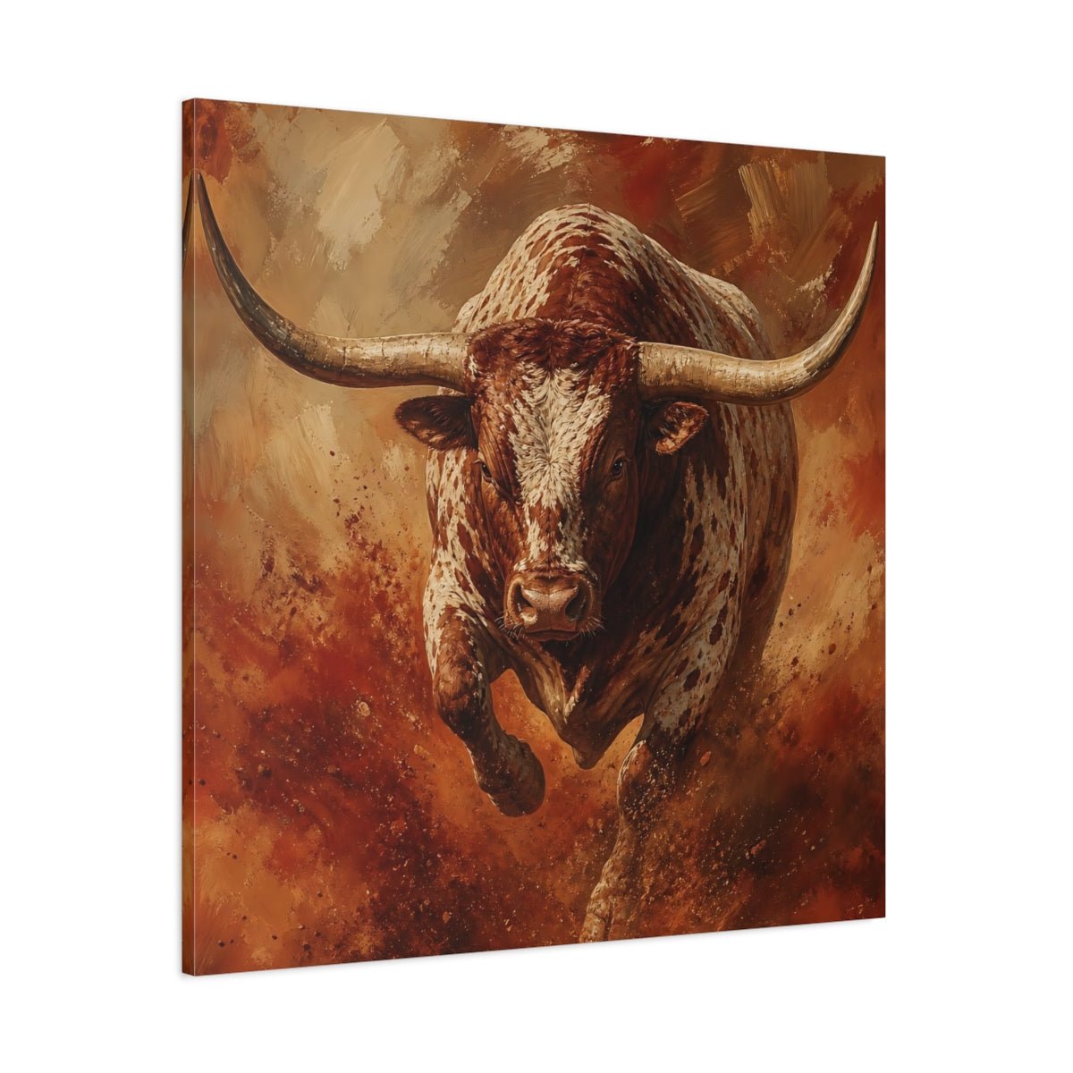 Animals Bull Brown Canvas Print – Expressive Living Room, Above Fireplace - YesArtYes