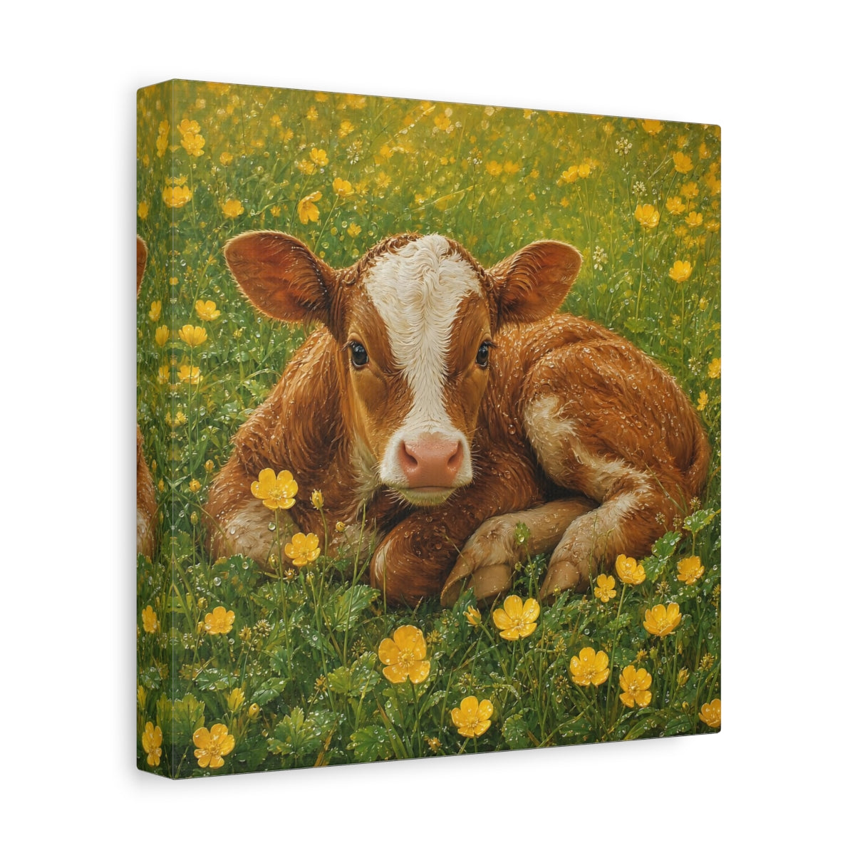 Side Mockup 9. Animals Calf Brown Calf shown as canvas print