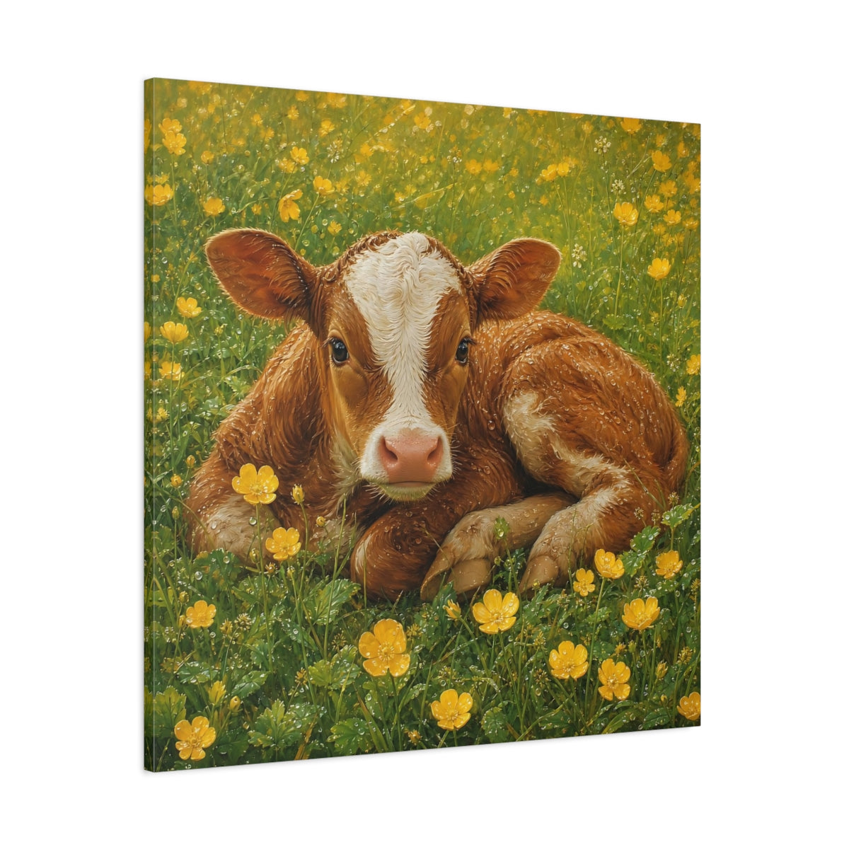 Side Mockup 1. Animals Calf Brown Calf shown as canvas print