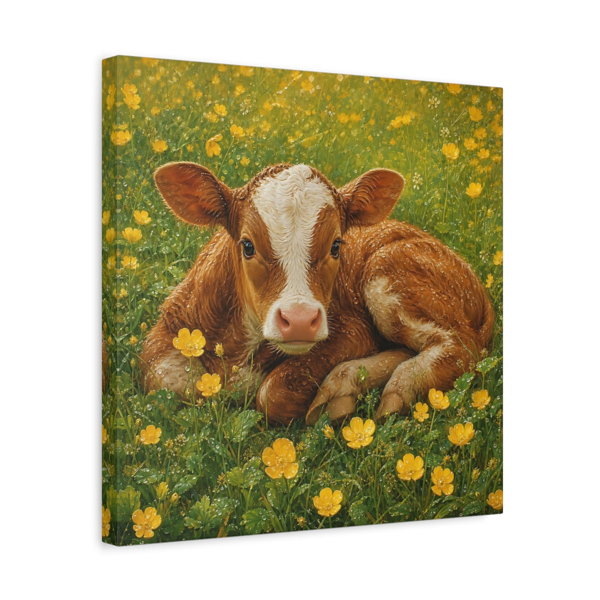 Side Mockup 6. Animals Calf Brown Calf shown as canvas print
