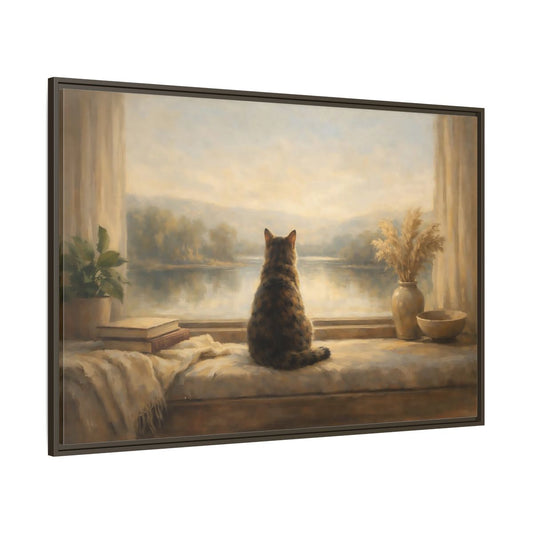 Main Mockup. Animals Calico Cat Calico Cat Window shown as stretched canvas wall art
