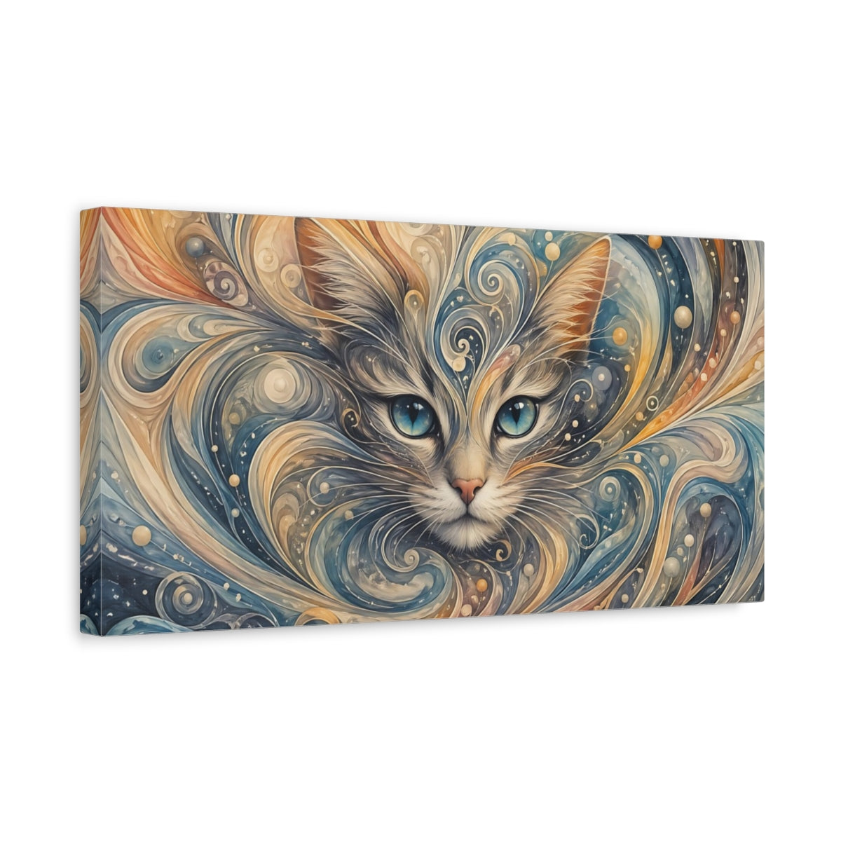 Side Mockup 3. Animals Cat Abstract Cat Art shown as stretched canvas wall art