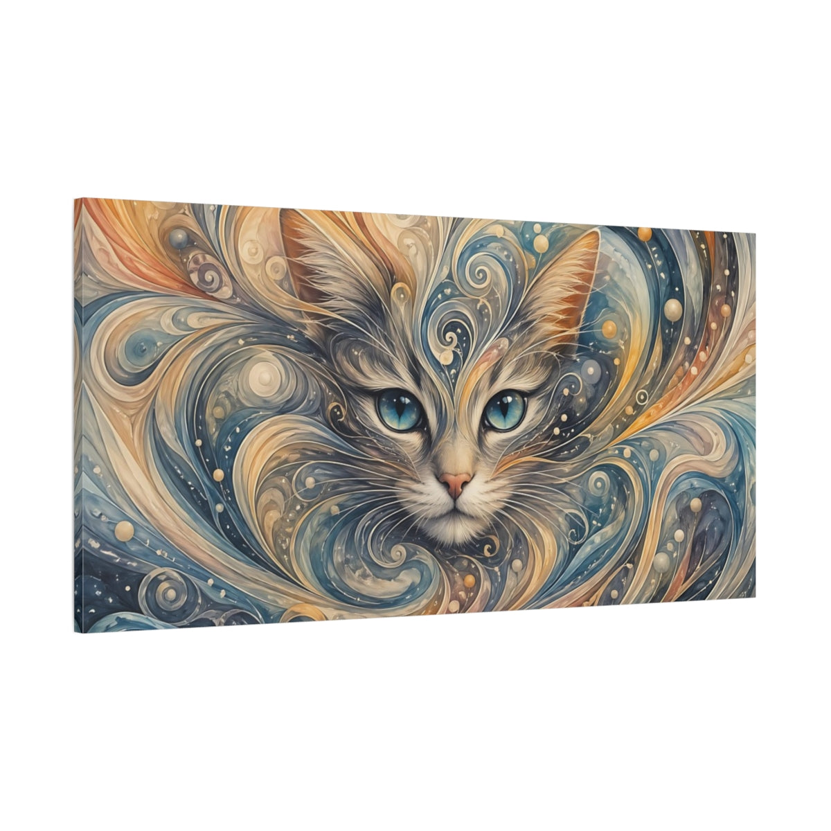 Side Mockup 2. Animals Cat Abstract Cat Art shown as stretched canvas wall art