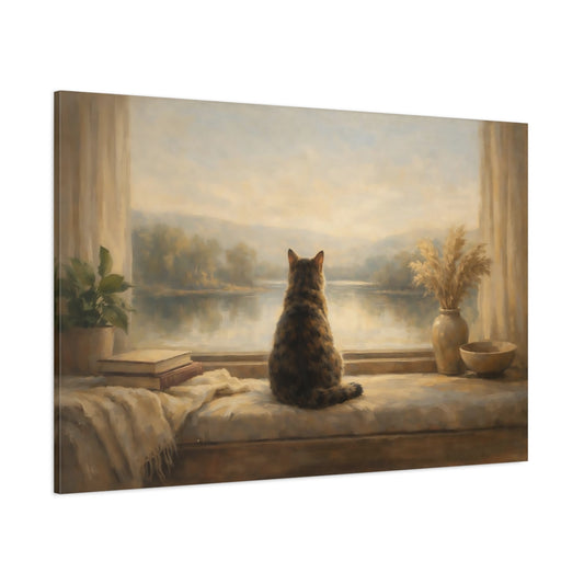 Main Mockup. Animals Cat Brown And Tan shown as stretched canvas wall art