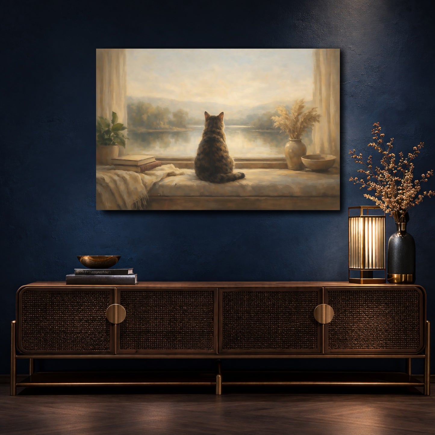 Mockup 4. Animals Cat Brown And Tan shown as stretched canvas wall art