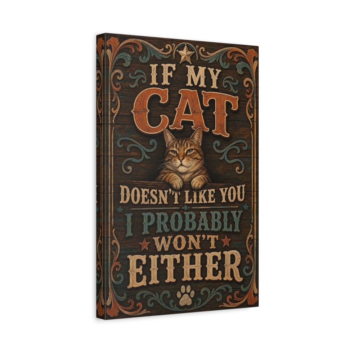 Animals Cat Rustic Canvas Wall Art Print – Vintage Living Room, Above Sofa - YesArtYes