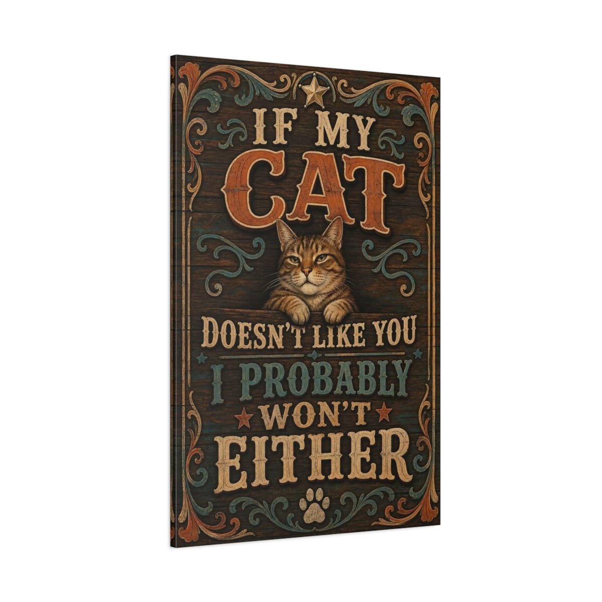 Animals Cat Rustic Canvas Wall Art Print – Vintage Living Room, Above Sofa - YesArtYes