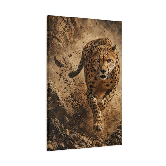 Animals Cheetah Brown And Black Canvas Wall Art Print – Realistic Living Room, Above Sofa - YesArtYes