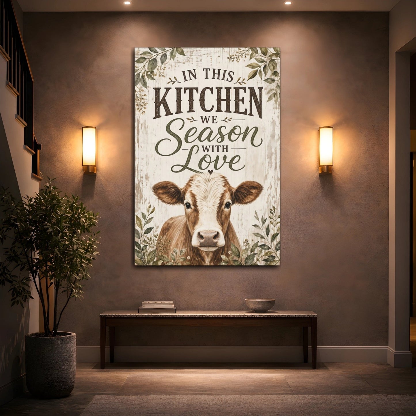 Animals Cow Farmhouse Kitchen Canvas Print – Decor for Above Counter - YesArtYes