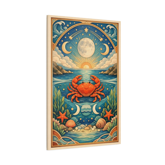 Main Mockup. Animals Crab Blue And Orange shown as stretched canvas wall art