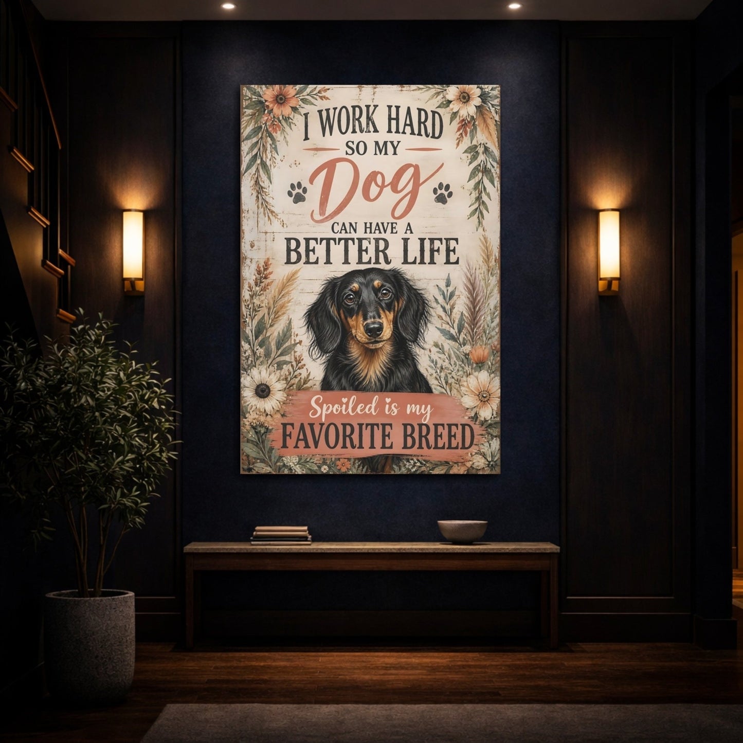 Animals Dachshund Brown Dog Canvas Print – Living Room, Above Fireplace, - YesArtYes