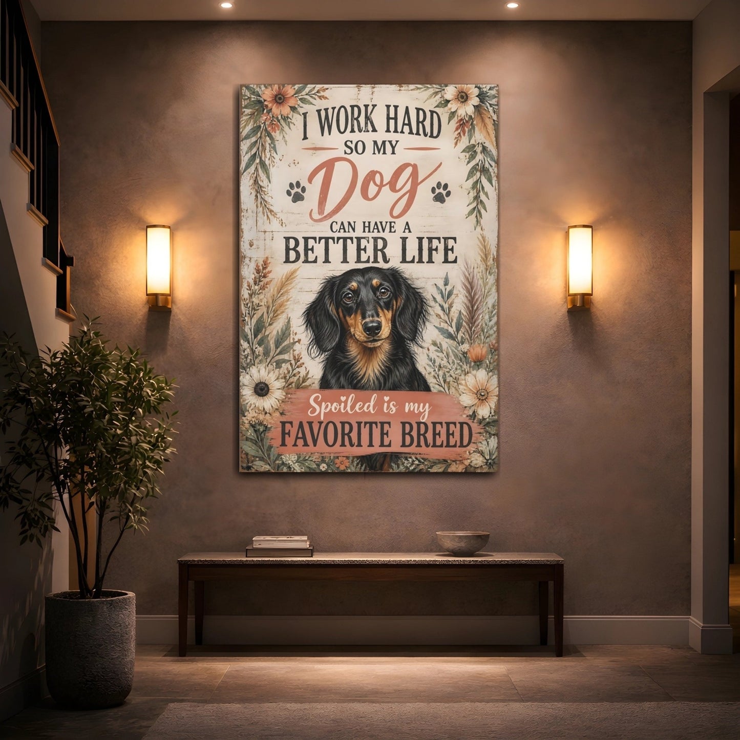 Animals Dachshund Brown Dog Canvas Print – Living Room, Above Fireplace, - YesArtYes