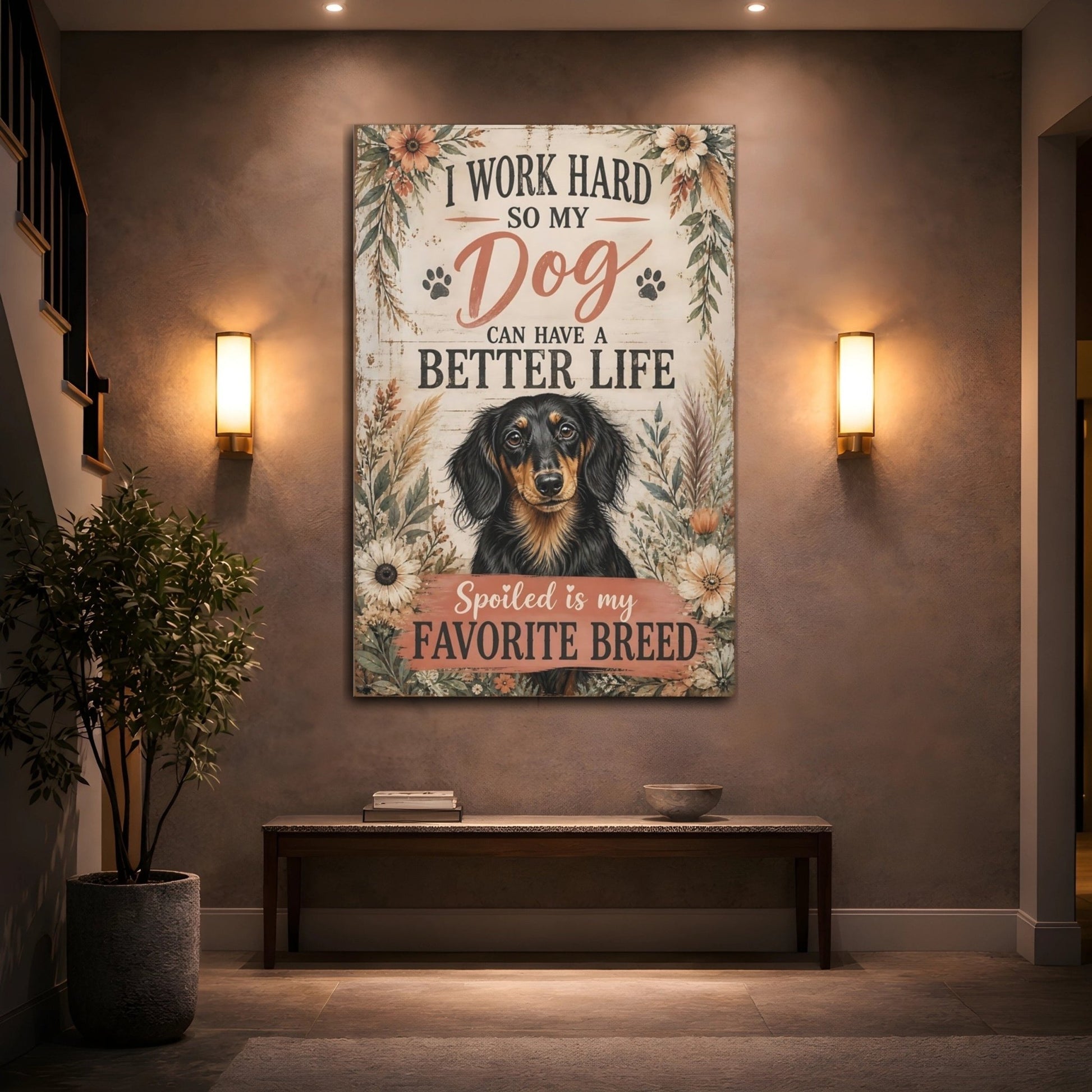 Animals Dachshund Brown Dog Canvas Print – Living Room, Above Fireplace, - YesArtYes