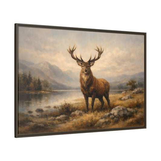Main Mockup. Animals Deer Brown Deer Landscape shown as stretched canvas wall art