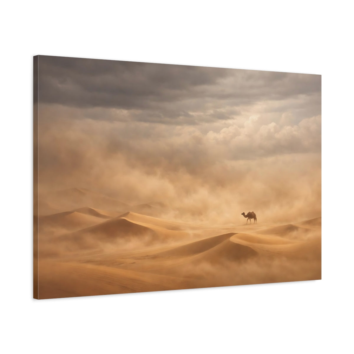 Main Mockup. Animals Desert Camel Desert Sandstorm shown as stretched canvas wall art