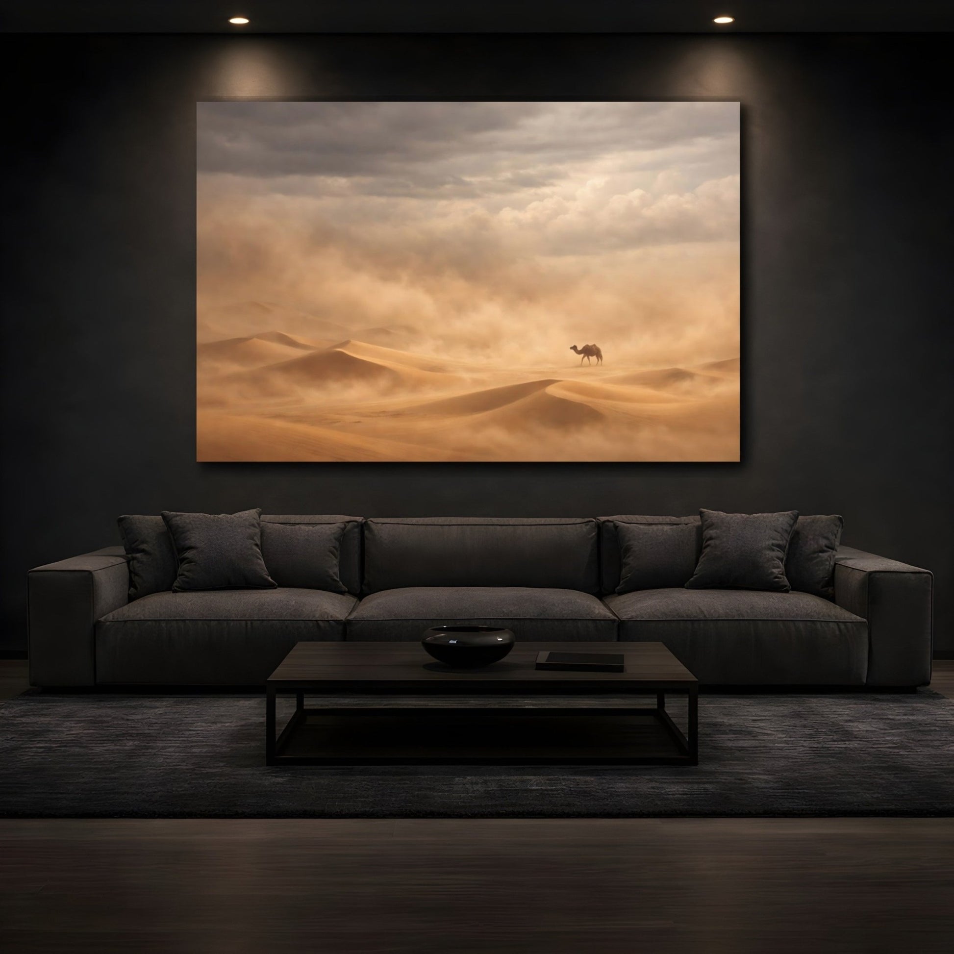 Animals Desert Camel Sandstorm - Canvas Wall Art Print - YesArtYes