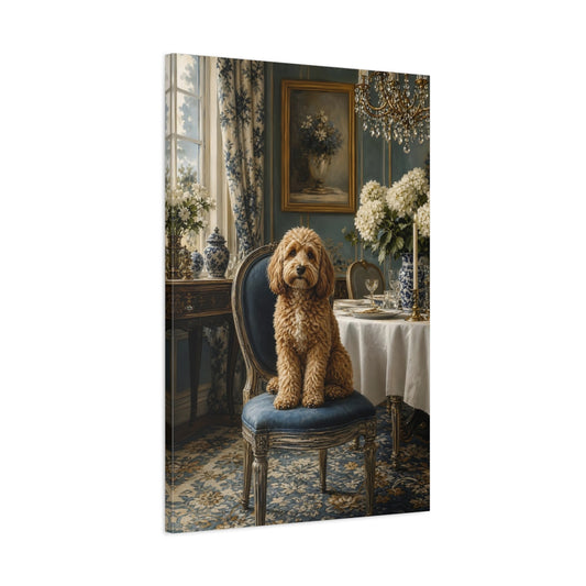Main Mockup. Animals Dog Brown And Blue shown as stretched canvas wall art