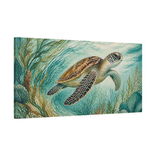 Animals Drifting Sea Turtle Canvas Print – Living Room, Above Sofa, Turquoise - YesArtYes