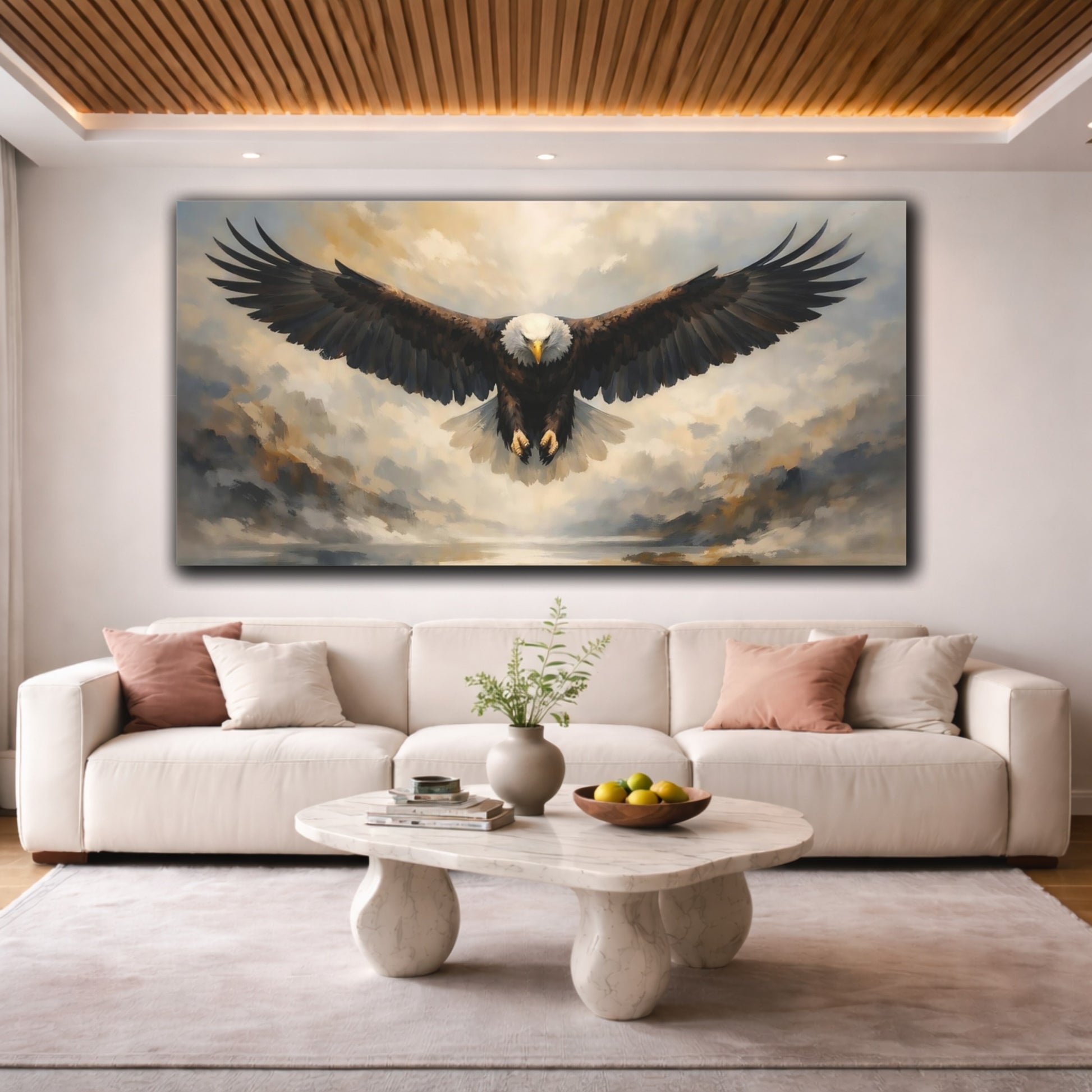 Mockup 3. Animals Eagle Brown Eagle shown as stretched canvas wall art