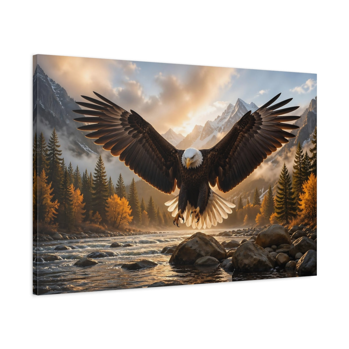 Main Mockup. Animals Eagle Eagle Mountain shown as stretched canvas wall art
