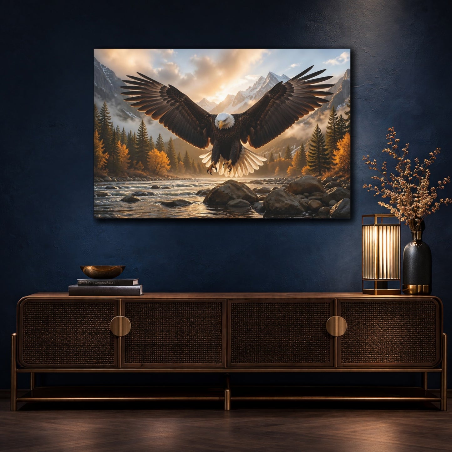 Mockup 4. Animals Eagle Eagle Mountain shown as stretched canvas wall art
