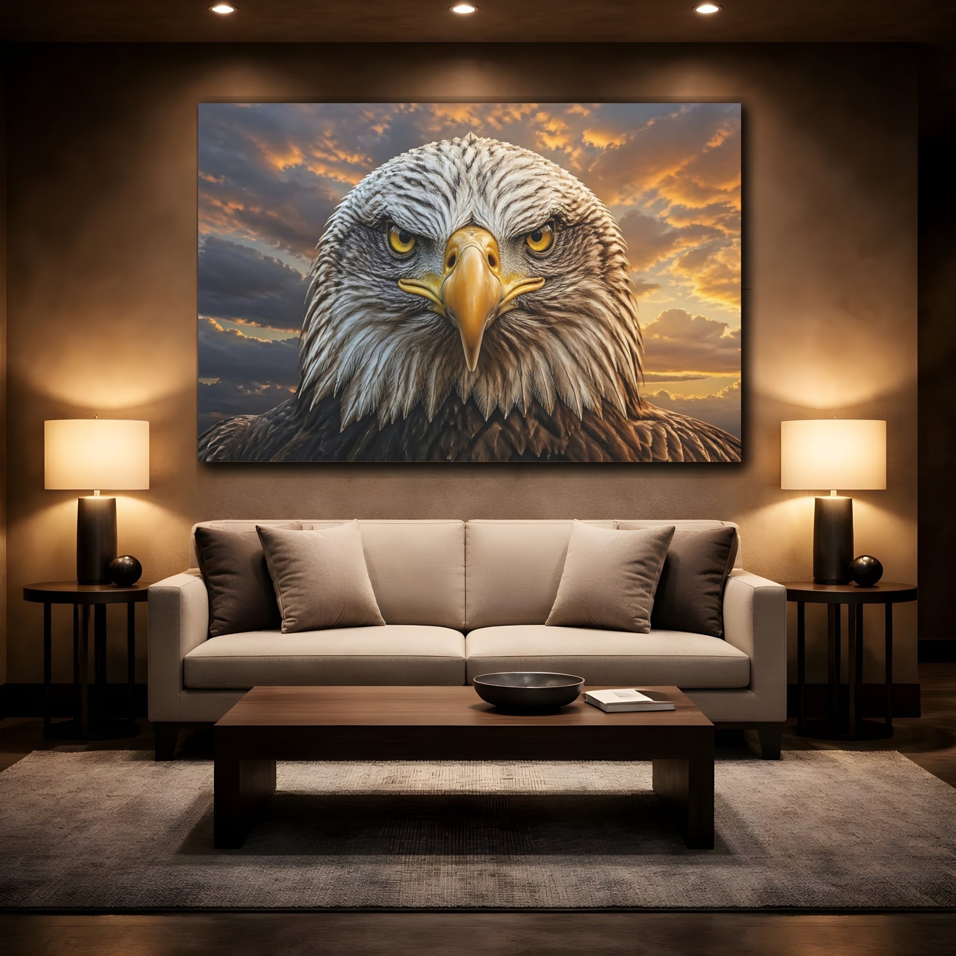 Mockup 2. Animals Eagle Golden Eagle shown as stretched canvas wall art