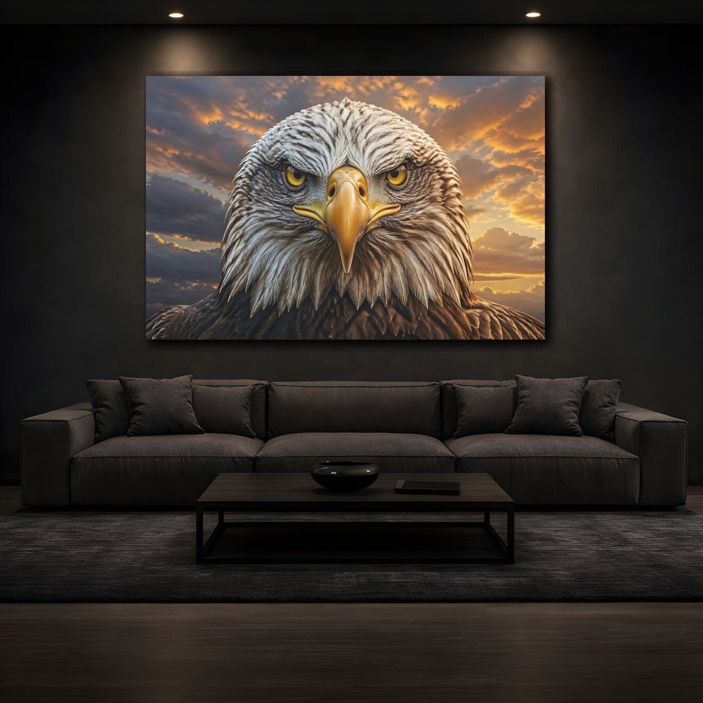 Mockup 3. Animals Eagle Golden Eagle shown as stretched canvas wall art
