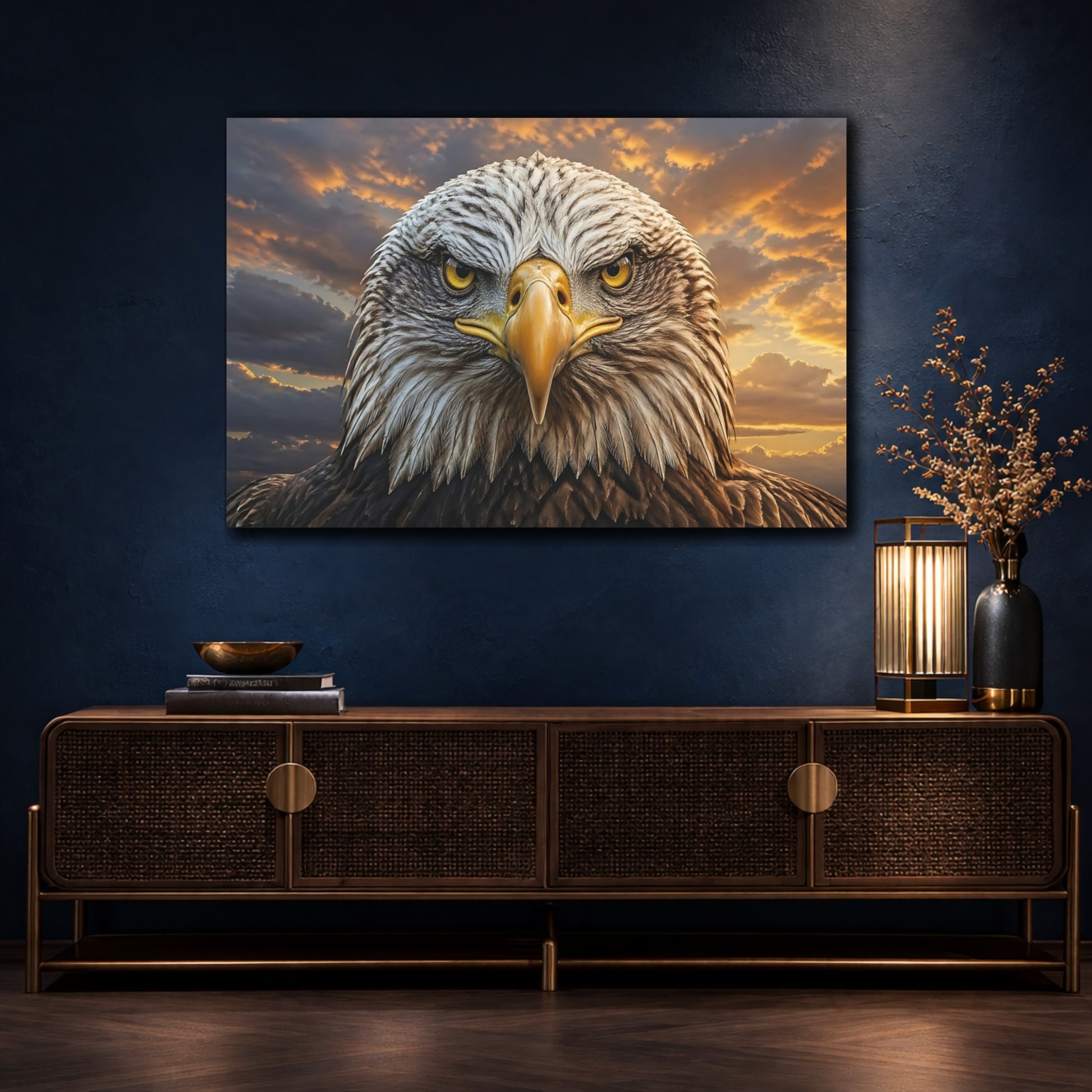 Mockup 4. Animals Eagle Golden Eagle shown as stretched canvas wall art