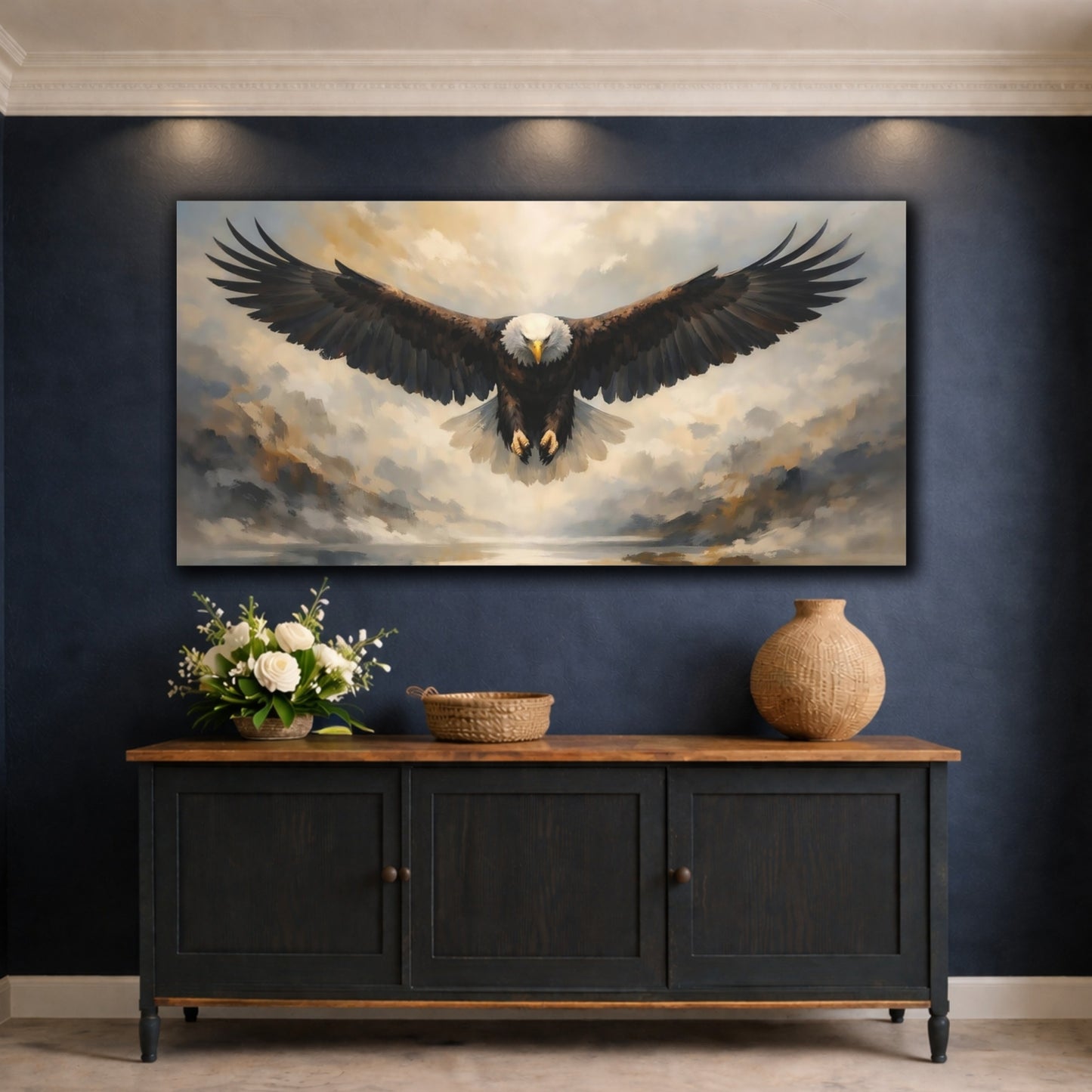 Mockup 4. Animals Eagle Majestic Eagle shown as stretched canvas wall art