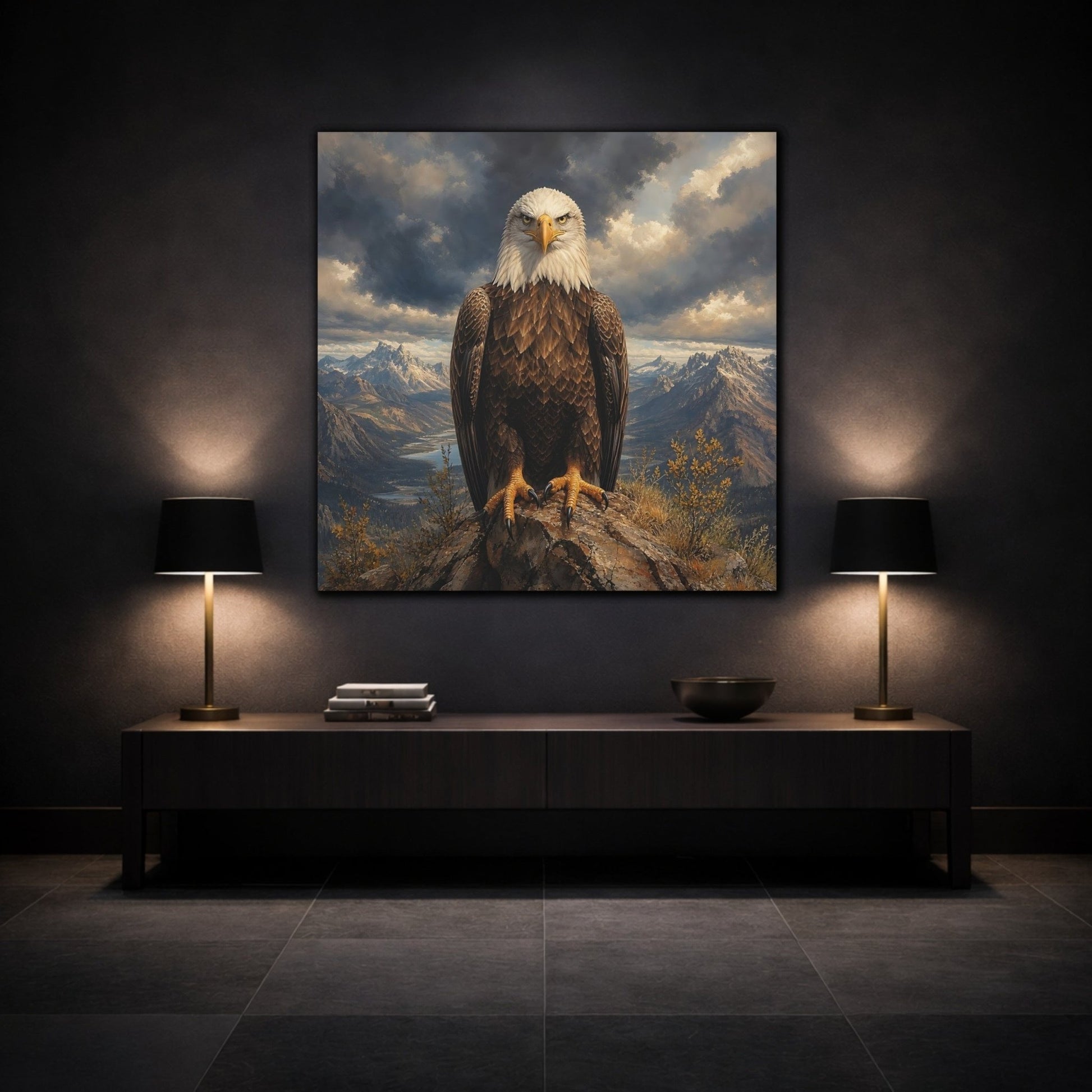 Animals Eagle Mountain Art Canvas Print – Living Room, Above Sofa, Brown - YesArtYes