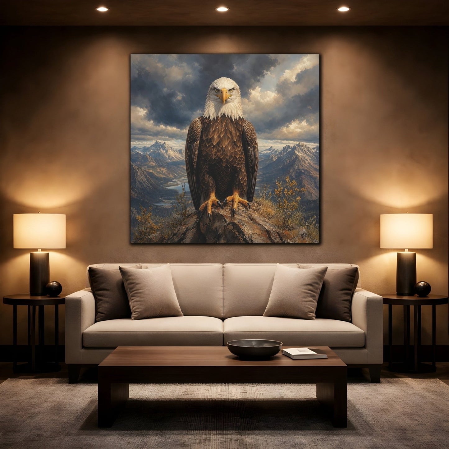 Animals Eagle Mountain Art Canvas Print – Living Room, Above Sofa, Brown - YesArtYes