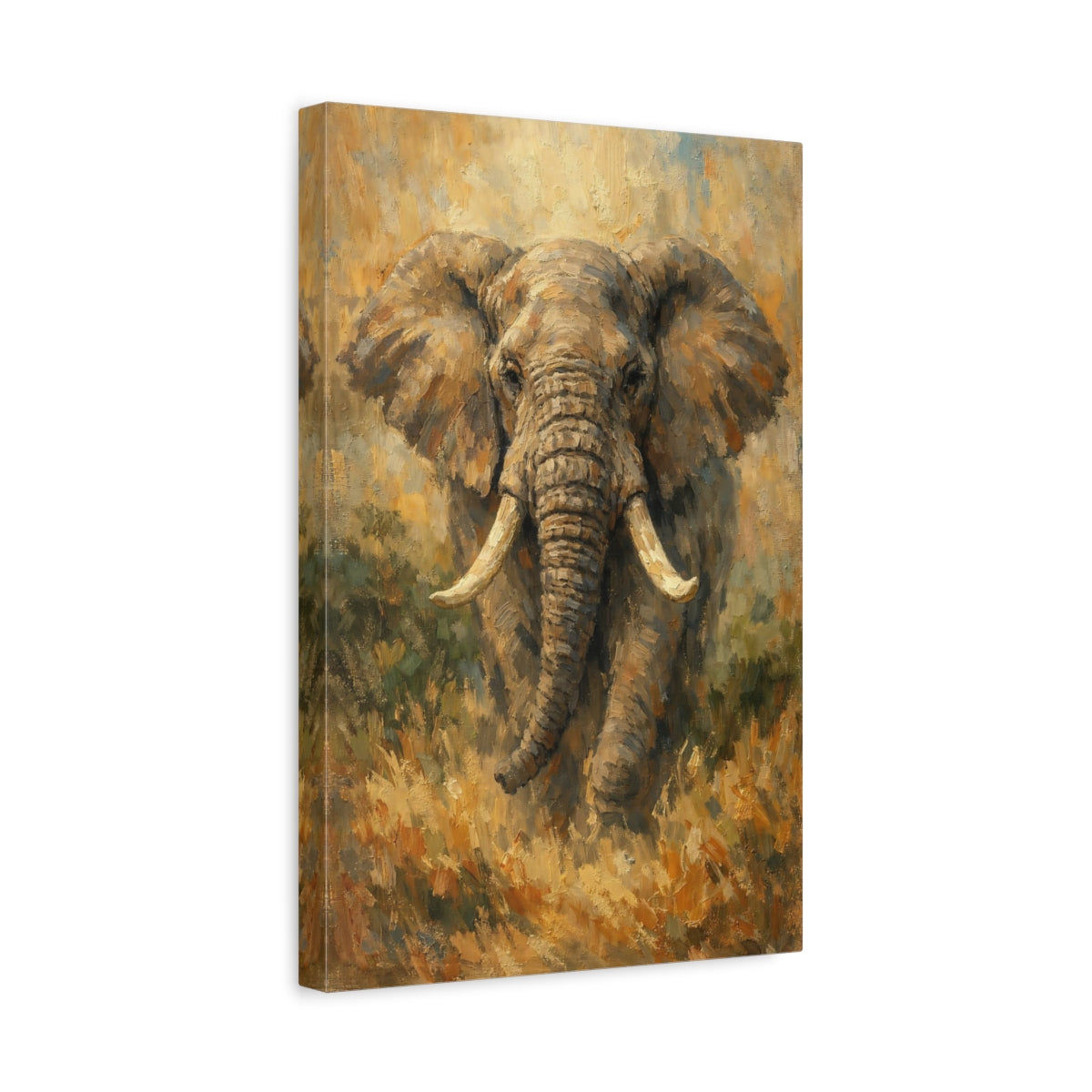 Side Mockup 4. Animals Elephant Elephant Art shown as stretched canvas wall art