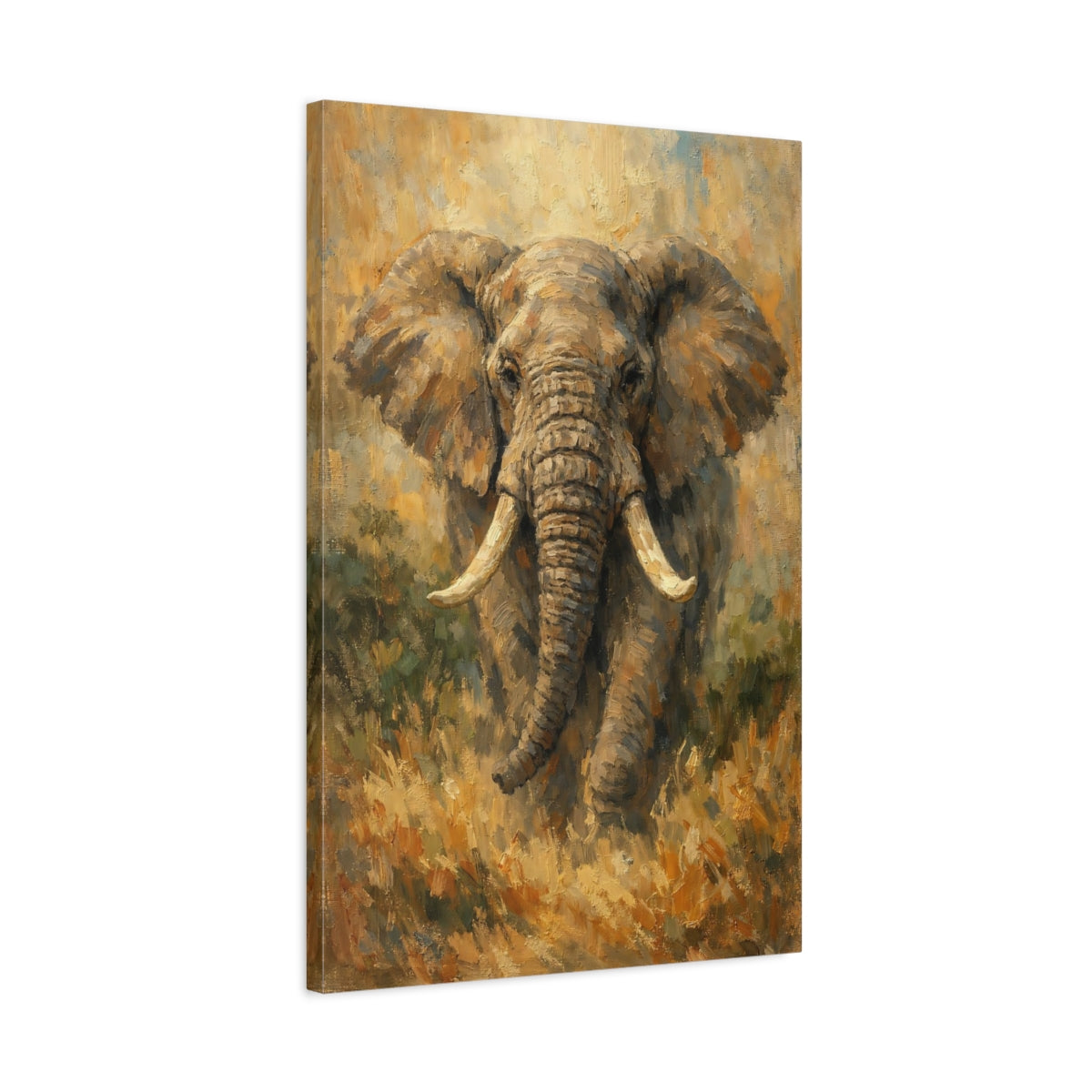 Side Mockup 2. Animals Elephant Elephant Art shown as stretched canvas wall art